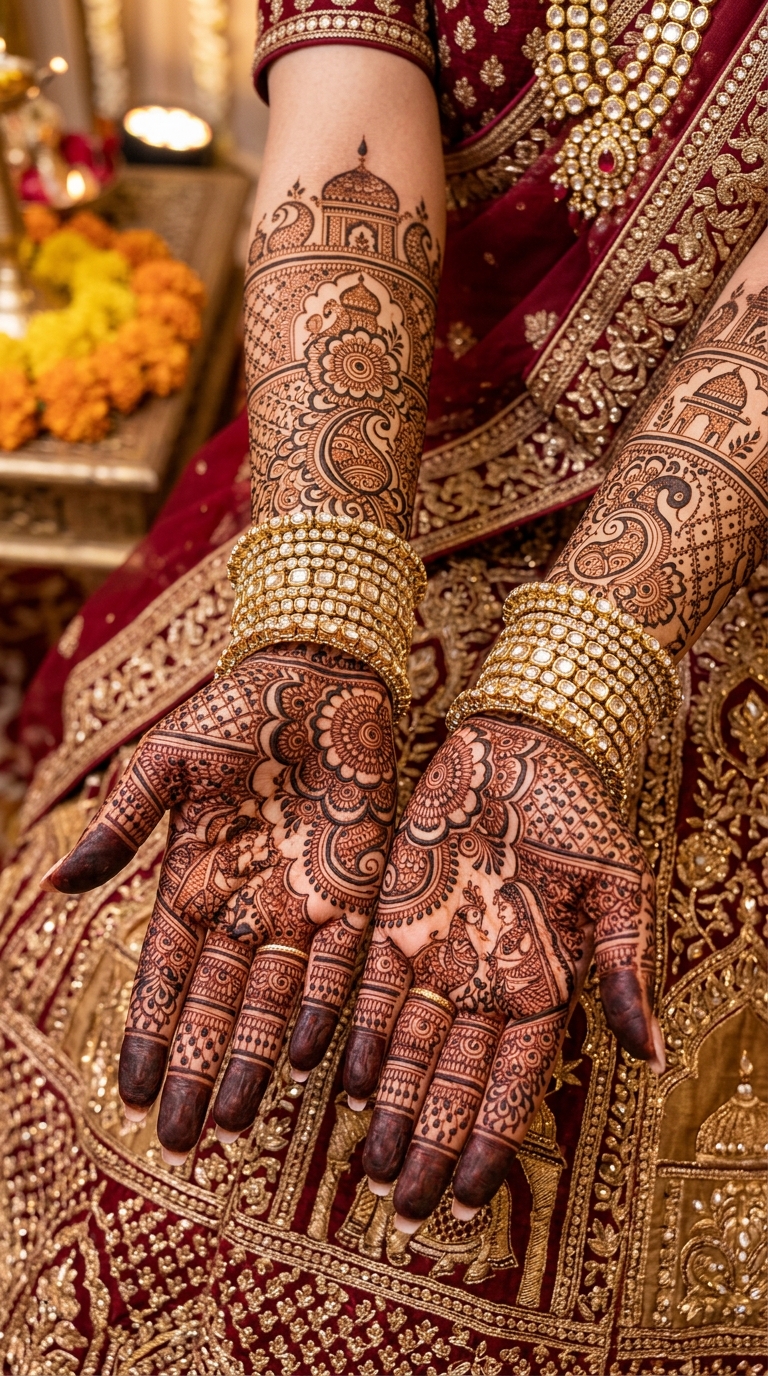 Heavy Bridal Mehndi Look